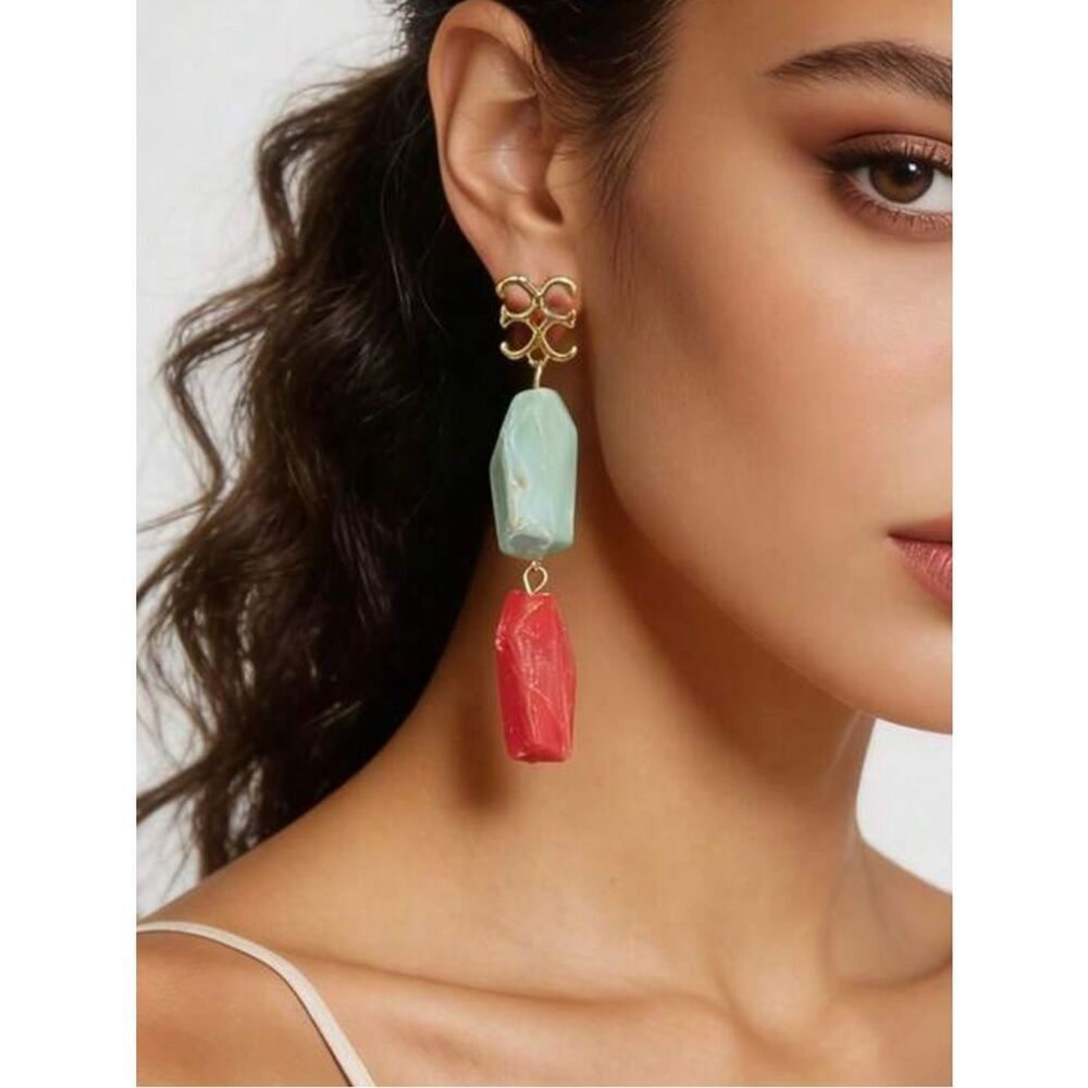 Stone drop earrings N2070